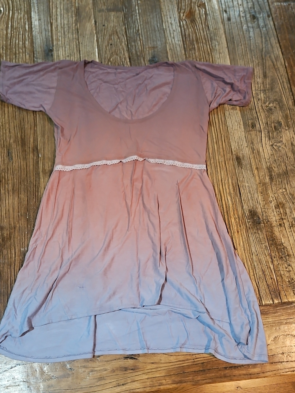 Women’s Ombre Lounge Tunic Top- Dusty Rose to Lavender 100% Cotton Handmade USA